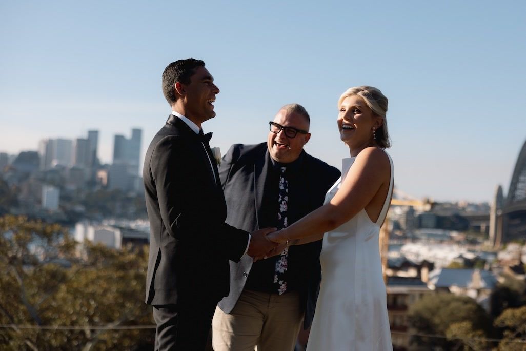 Josh Withers speaking during Sarah and Matthew's wedding ceremony