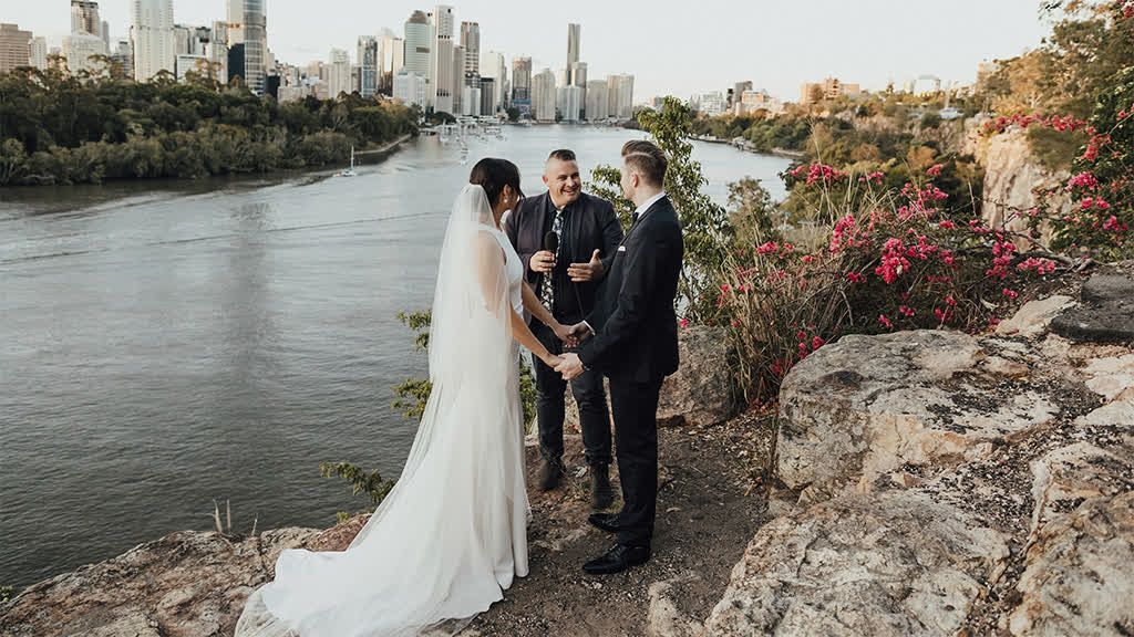 Josh Withers conducting a Christian wedding ceremony in Brisbane