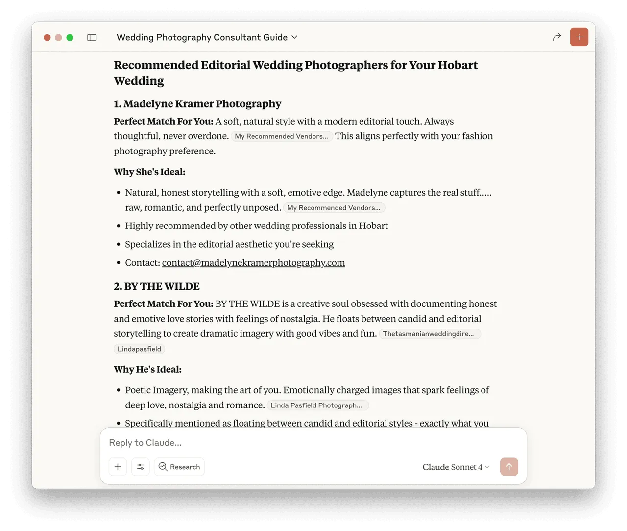 Claude screenshot of results ⌘