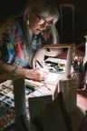 Nicky Johnston working on a live guest illustration at Deb and Mickey’s wedding, photographed by Liam X Quinn