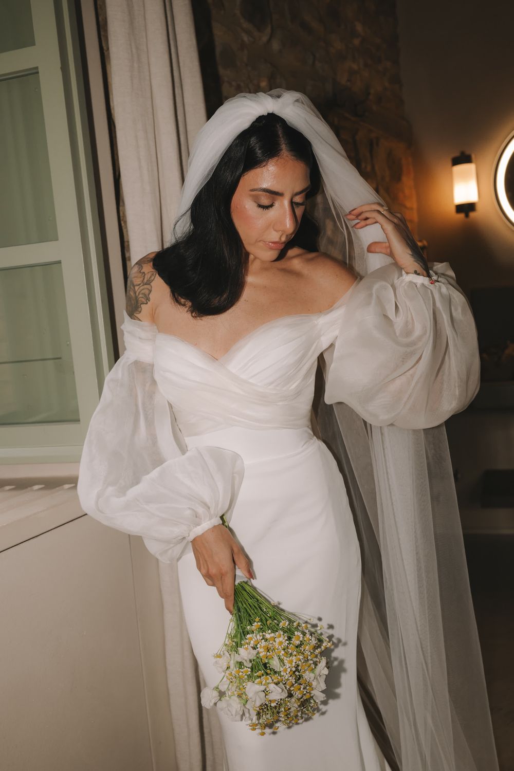 Nayla wearing her veil before her Vocabolo Moscatelli elopement in Umbria