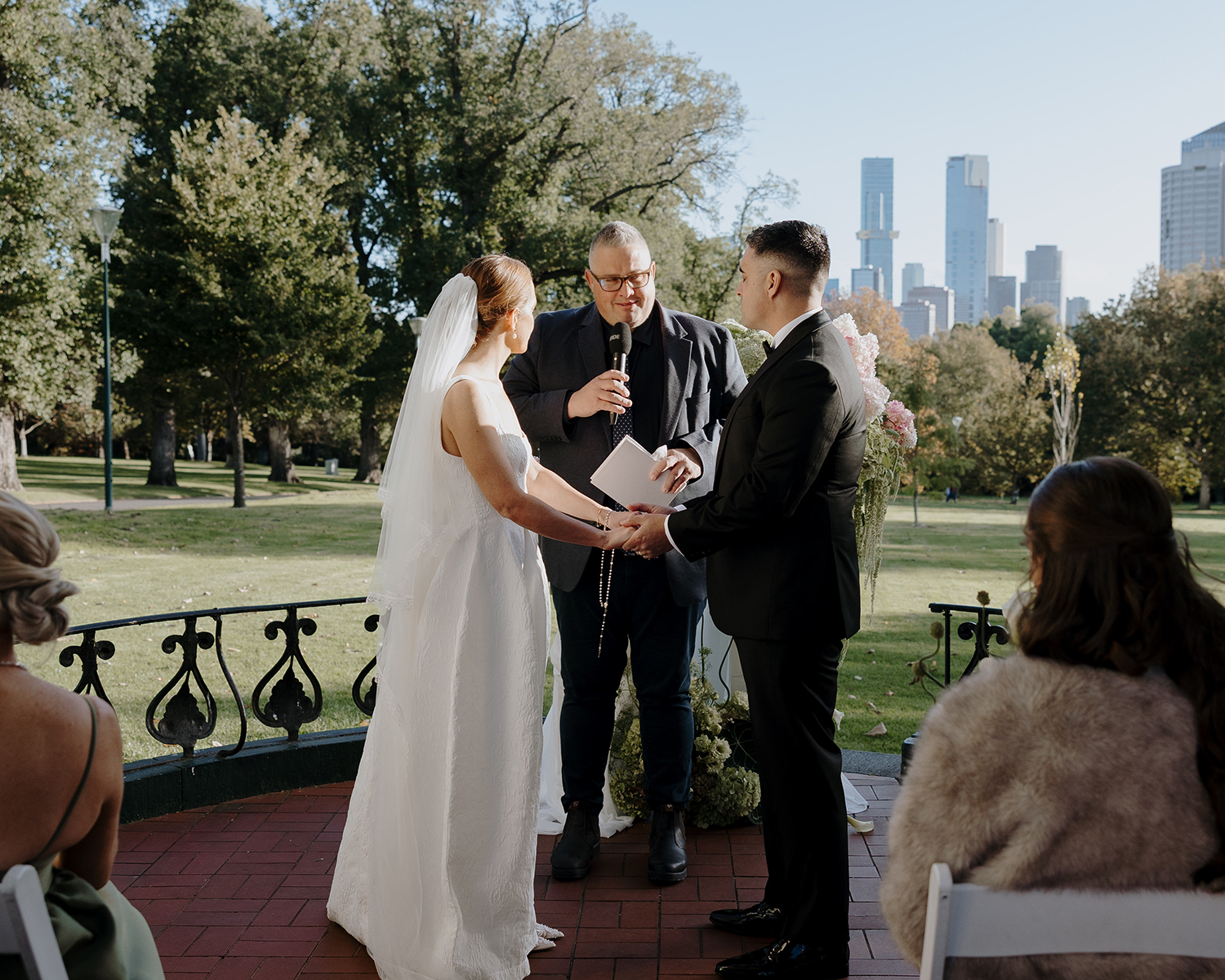 Josh Withers conducting a wedding ceremony as a marriage celebrant and officiant