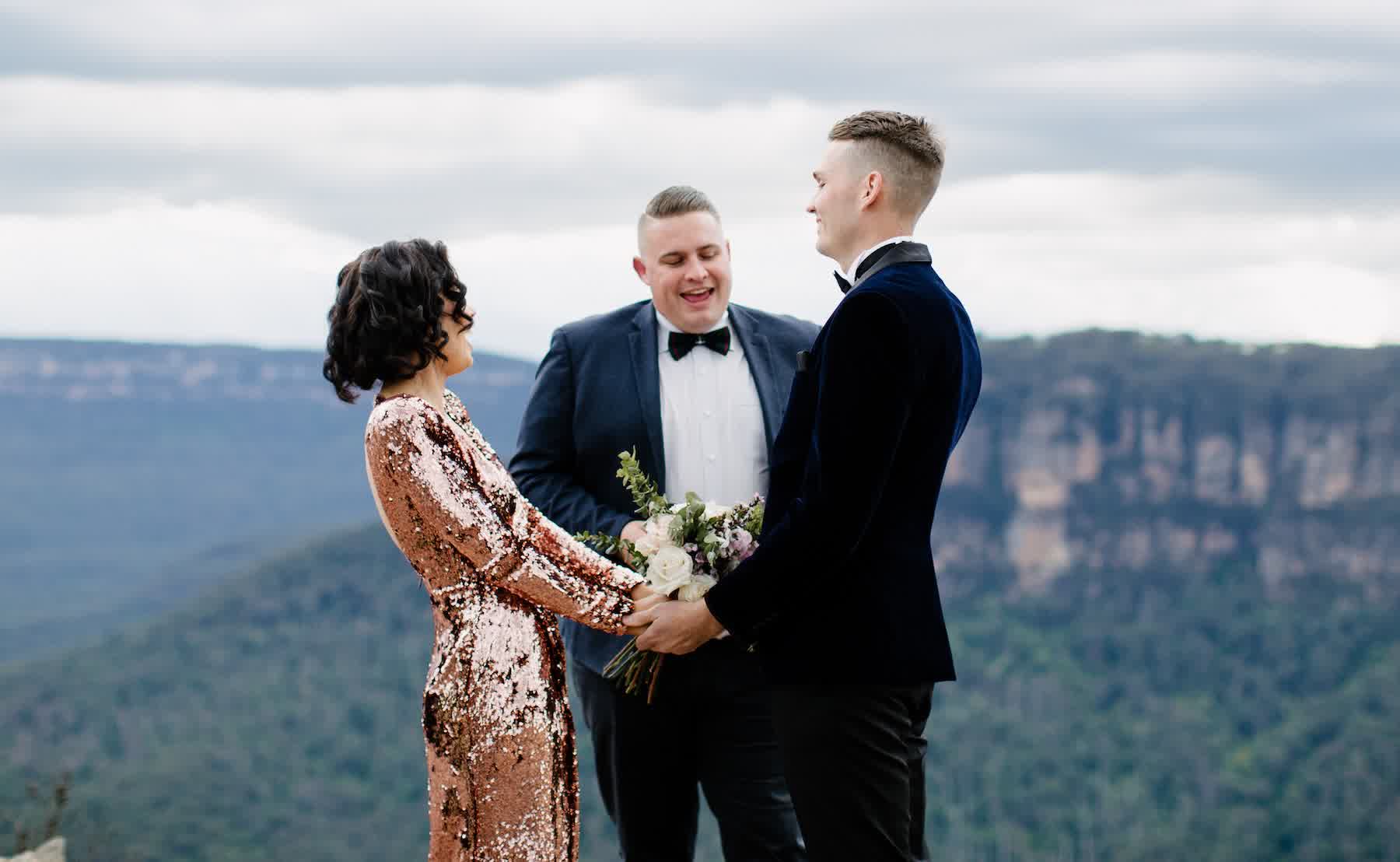 Sydney wedding celebrant Josh Withers in an extreme mountain top elopement